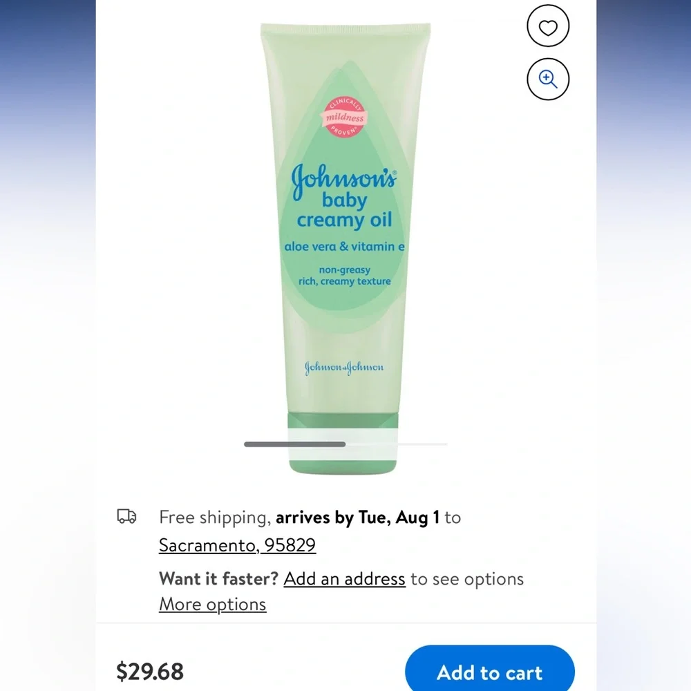 Johnson Baby Creamy Oil | Aloe Vera Vitamin E, 8 Oz NEW FOIL UNOPENED